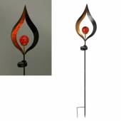 LED Solar Gartenstecker FLAMME geschlossen mit Glaskugel orange Solarleuchte