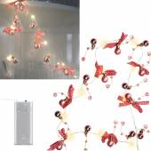  MICRO Led Drahtlichterkette Kugel&Schleifen mit 10 SMDs batteriebetrieben Timer warmweiß