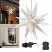   LED 3D Leucht-Stern �56cm gro&szlig; h&auml;ngend Innen & Au&szlig;en mit Timer warmwei&szlig; beleuchtet Weihnachtsstern