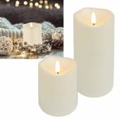 LED Echtwachs Kerze 3D FLAMME CP 10/15 x 7,5cm mit Timer flackernd Echtwachs Blockkerze