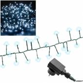 LED Cluster Lichterkette WEIß 400 Leds 11m (8+3m) grünes Kabel für Außen & Innen 230V IP44