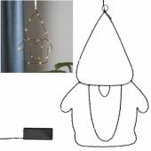 LED Leucht-Silhouette SANTA 37x23cm mit Timer Weihnachtsmann h&auml;ngend mit 20 LED Batterie-Betrieb