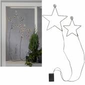 LED Fenster-Beleuchtung 2er Set STERNE 18 & 25cm mit Timer h&auml;ngend Batterie-Betrieb Leuchtstern