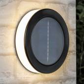Solar Led Wandleuchte warmwei&szlig; rund 15,8x 3,7cm mit D&auml;mmerungssensor IP44
