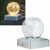 Solar Led Zaunbeleuchtung GLORY für Pfosten bis 10x10cm mit Bruchglas-Kugel Solarleuchte Licht
