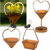  Solar Led Pflanzschale edelrost-Optik Blumentopf mit Beleuchtung beleuchtet Corten-Stahl-Optik