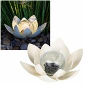 Solar Led Standleuchte LOTUS creme 27x12cm Lotus-Blüte für Tisch Rasen & Co Solarlampe Crash-Kugel