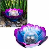 Solar Led Standleuchte LOTUS 25x10cm Lotus-Blüte für Tisch Rasen & Co Solarlampe mit Crash-Kugel