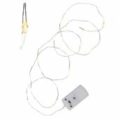 MICRO Led Lichterkette STRING Tropfen Draht silber-farben 12 SMDs batteriebetrieben