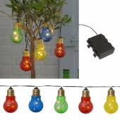LED Party Lichterkette GLOW-5 bunt 5 Glühbirnen mit Batterie-Betrieb für Außen