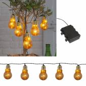 LED Party Lichterkette GLOW-5 amber orange 5 Glühbirnen mit Batterie-Betrieb für Außen