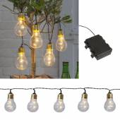 LED Party Lichterkette GLOW-5 klar warmweiß 5 Glühbirnen mit Batterie-Betrieb für Außen