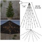  Outdoor Parasol-Lichterkette AKKU warmweiß mit TIMER 64 LEDs schwarzes Kabel Batteriebetrieb