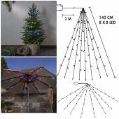  Outdoor Parasol-Lichterkette AKKU bunt mit TIMER 64 LEDs schwarzes Kabel Batteriebetrieb
