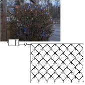 Outdoor Lichternetz AKKU bunt 1,5x0,8m mit TIMER 80 LEDs schwarzes Kabel Batteriebetrieb
