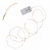 MICRO Led Lichterkette STRING Tropfen Draht kupfer-farben 12 SMDs batteriebetrieben