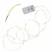 MICRO Led Lichterkette STRING Tropfen Draht gold-farben 12 SMDs batteriebetrieben