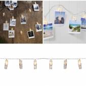    LED Lichterkette mit 20/50 Foto-Clips Klammern warmweiß beleuchtet Batteriebetrieb