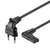 Netzkabel schwarz beidseitig gewinkelt Eurostecker & Doppelnutstecker 90 gewinkelt