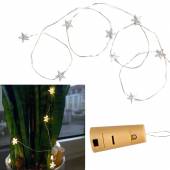 MICRO Led Draht-Lichterkette Sterne 8 SMDs Batteriefach Korken auch als Flaschenlicht