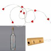 MICRO Led Draht-Lichterkette Herz 8 SMDs Batteriefach Korken auch als Flaschenlicht