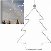 LED Fenster-Silhouette BAUM 30x21cm Metallbaum h&auml;ngend mit 16 LEDs Leuchtbaum Batteriebetrieb