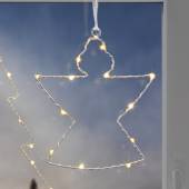 LED Fenster-Silhouette Engel 22x18cm Metallengel h&auml;ngend mit 12 LEDs Leuchtengel Batterie-Betrieb
