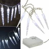 outdoor LED Lichterkette 20 EISZAPFEN mit Timer batterie-betrieb Innen Außen Winter beleuchtet