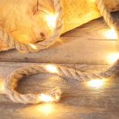    1,5m Jute-Seil mit Drahtlichterkette 10 micro-LEDs batteriebetrieben B-Ware