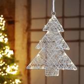 LED Fenster-Beleuchtung TANNENBAUM mit Geflecht h&auml;ngend mit 20 LEDs Leucht-Baum Batterie-Betrieb