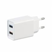 USB Netzteil Ladeger&auml;t 10W mit 2x USB A Buchse, 220V -> 5V 2A, wei&szlig;