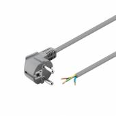  1,5m Anschlussleitung 3x0,75mm� grau mit Schutzkontaktstecker abgewinkelt / blanke Enden