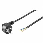  1,5m Anschlussleitung 3x0,75mm� schwarz mit Schutzkontaktstecker abgewinkelt / blanke Enden