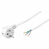  1,5m Anschlussleitung 3x0,75mm� wei&szlig; mit Schutzkontaktstecker abgewinkelt / blanke Enden