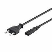 Netzkabel schwarz 0,5-10 Meter Eurostecker / Doppelnutstecker 2,5A/250V / 0,75 mm�