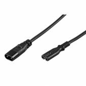  2m Verlängerungskabel schwarz Doppelnutstecker Doppelnutbuchse C7-C8 / Verlängerungskabel