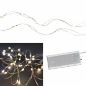 Micro Led Draht Lichterkette  20 SMDs warmweiß Tropfen Draht silber-farben batteriebetrieben Innen