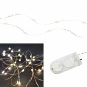 Micro Led Draht Lichterkette  10/20 SMDs warmweiß Tropfen Draht silber-farben batteriebetrieb Innen
