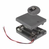 Batteriefach 4x AA geschlossen mit EIN-AUS Schalter / Batteriehalter