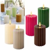 LED Kerze 3D FLAMME STRIPE 14,8 x 7,5cm mit Timer flackernd Echtwachs Blockkerze