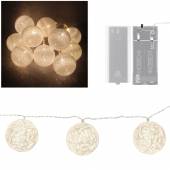 LED Lichterkette mit 10 Kugeln 60mm weiß COTTON BALLS mit Batteriebetrieb