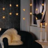 LED Stern Lichtvorhang WARMWEIß 180x40cm 20 beleuchtete Sterne transparentes Kabel für Innen