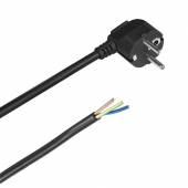  2m Anschlussleitung 3x 1,5mm� schwarz mit Schutzkontaktstecker abgewinkelt / blanke Enden