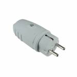  Schutzkontakt Gummi-Stecker lichtgrau IP44 230V Spritzwassergesch&uuml;tzt Au&szlig;en Outdoor Made in Germany