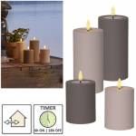 In & Outdoor LED Kerze 3D-Flamme Soft Liquid-Wax-Optik mit TIMER 12,5/17,5x7,5cm f&uuml;r Terrasse Garten