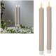 2er Set LED Stabkerze 3D FLAMME STRIPE beige 24,5 x 2,3cm mit Timer Tafelkerze