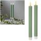 2er Set LED Stabkerze 3D FLAMME STRIPE gr�n 24,5 x 2,3cm mit Timer flackernde Tafelkerze