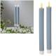2er Set LED Stabkerze 3D FLAMME STRIPE blau 24,5 x 2,3cm mit Timer flackernde Tafelkerze