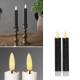  2er Set LED Stabkerze 3D FLAMME SCHWARZ 15 x 2cm  mit Timer flackernde Tafelkerze