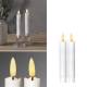  2er Set LED Stabkerze 3D FLAMME WEI 15 x 2cm mit Timer flackernde Tafelkerze wei